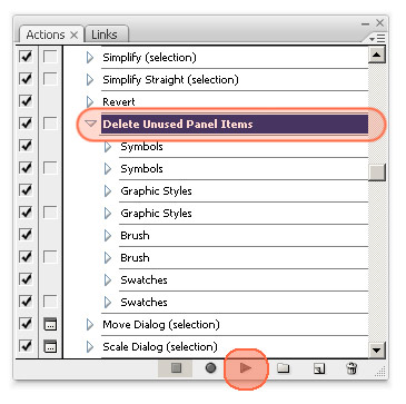 Delete all unused panel items