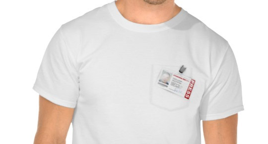 T-shirt with fake press card