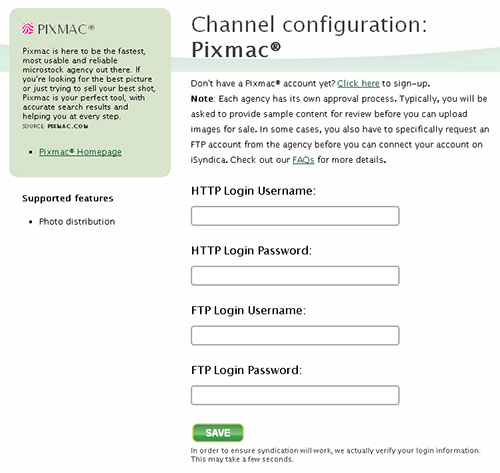 iSyndica - adding your login info